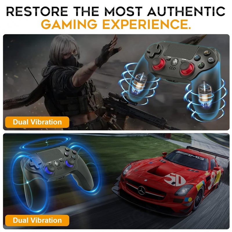 CNH 2 Pack Wireless Controller for PS4，Compatible with PS4/Slim/Pro/PC，Double Shock 6-Axis Motion Sensor，Built-in Speaker & Headphone Jack - Image 4